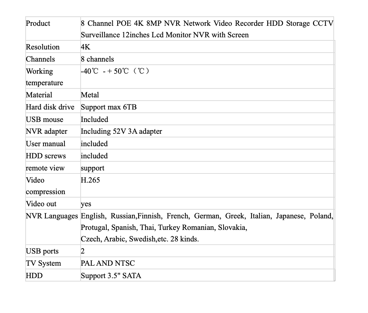 LCD NVR SentineEurope